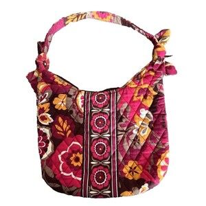 Vera Bradley Fuchsia Orange Tan Over The Shoulder Olivia Carnaby Purse Ret. 2009